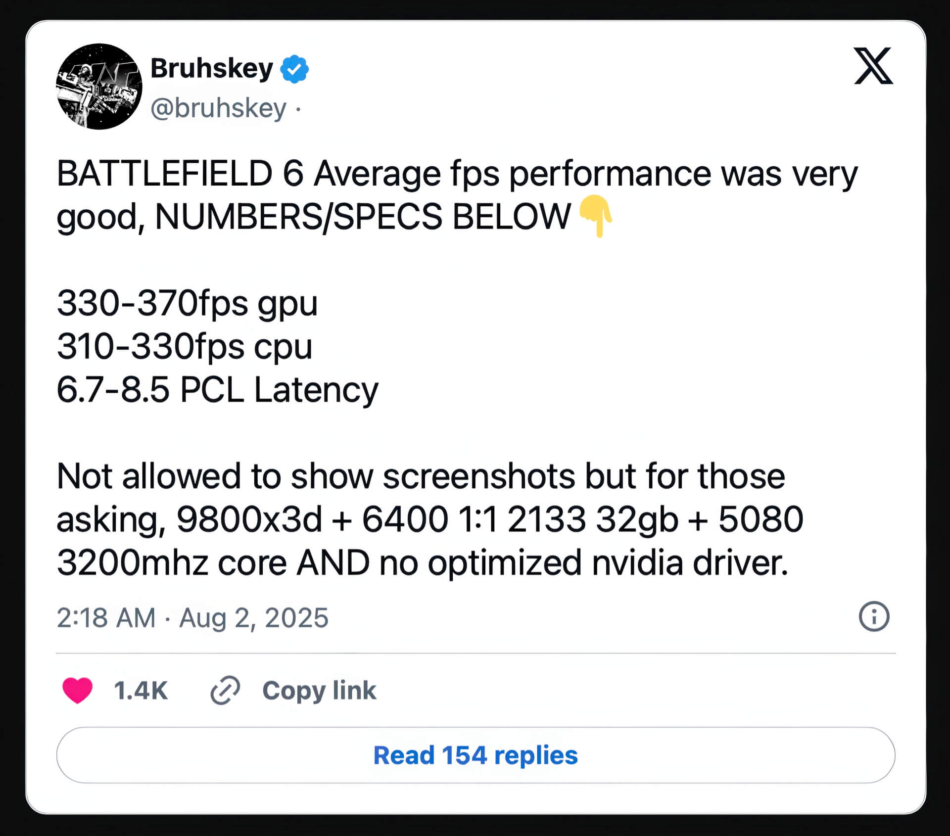 Battlefield 6 Ryzen 9800x3d + Rtx 5080 Cho Hiệu Suất Trên 300 Fps