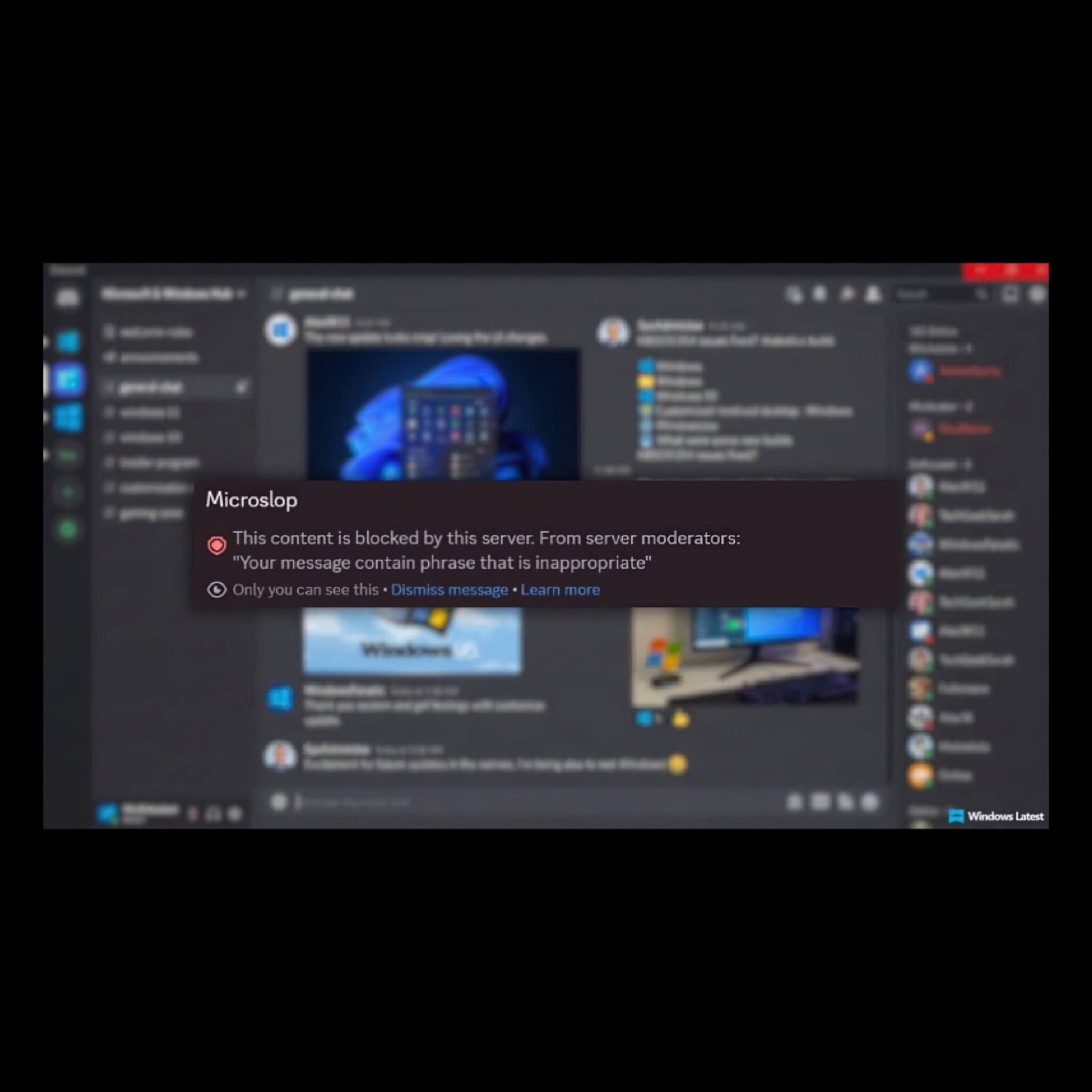Microsoft chặn từ khóa Microslop trên Discord và cái kết