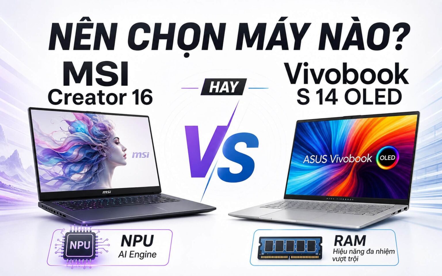 MSI Creator 16 hay Asus Vivobook OLED – Bạn chọn hiệu năng hay cơ động?