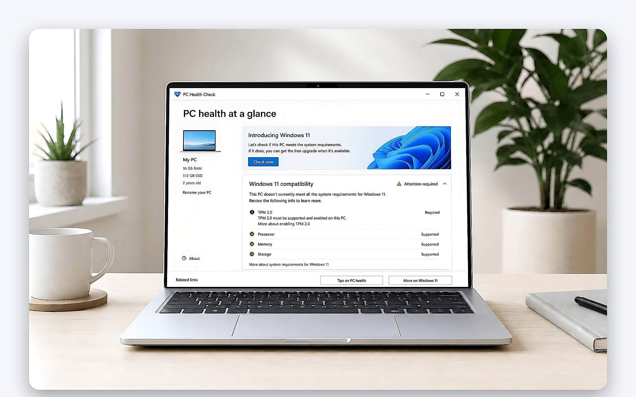 Công cụ PC Health Check báo yêu cầu TPM 2.0 để nâng cấp Windows 11 Công cụ PC Health Check báo yêu cầu TPM 2.0 để nâng cấp Windows 11