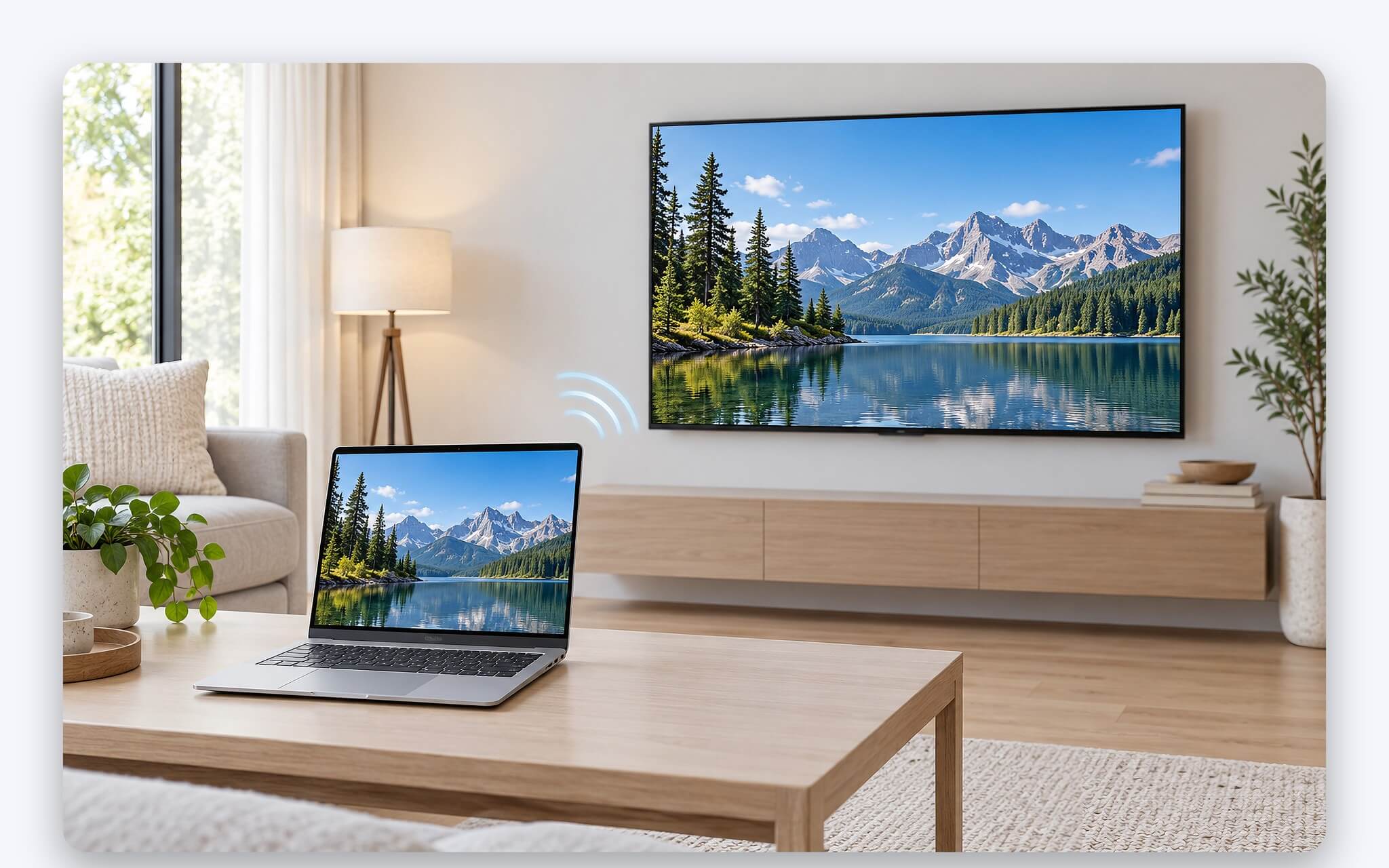 Laptop Windows dùng Miracast chiếu màn hình lên TV qua kết nối Wi-Fi trực tiếp
