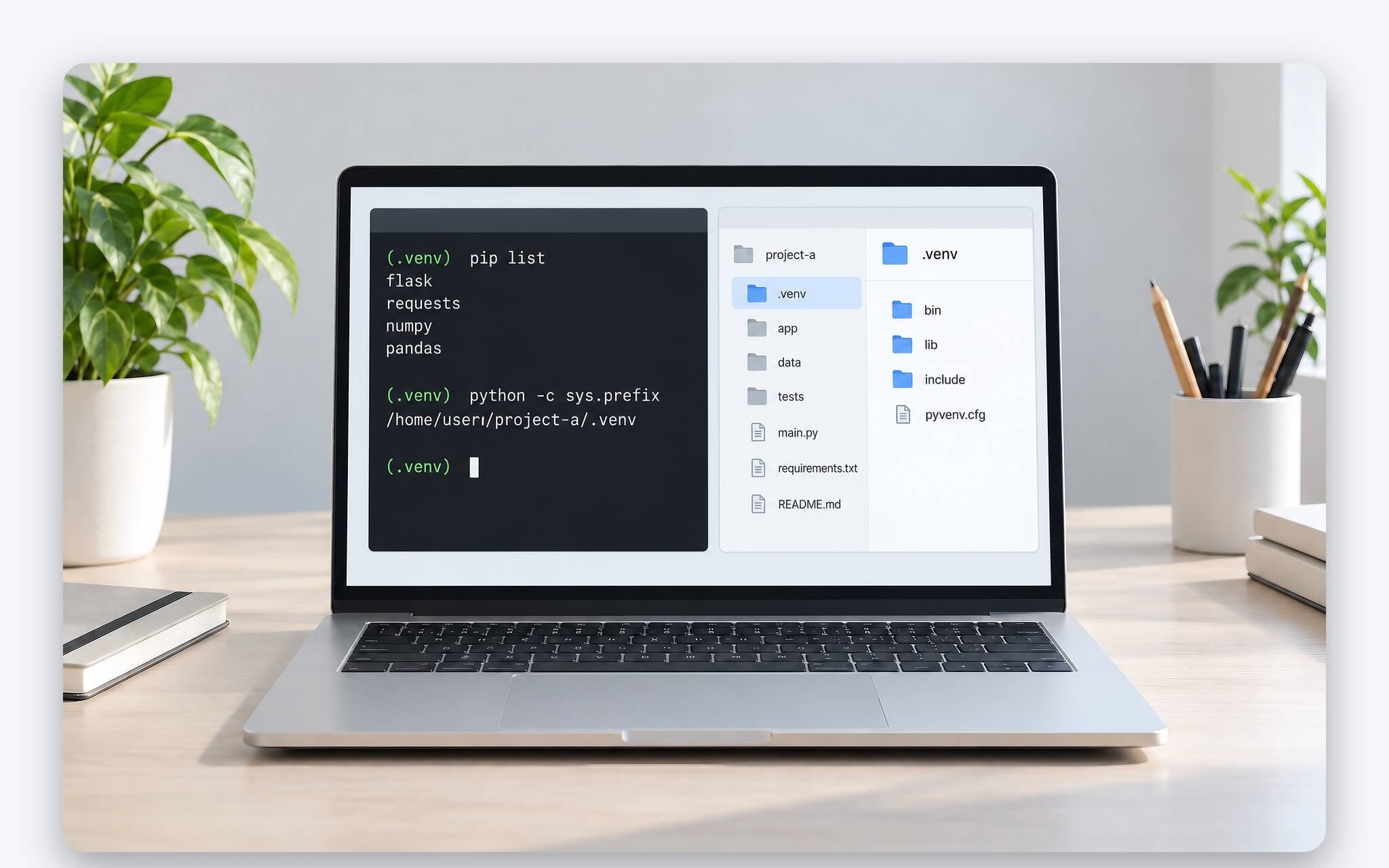 Kiểm tra vị trí cài package trong thư mục .venv của dự án Python