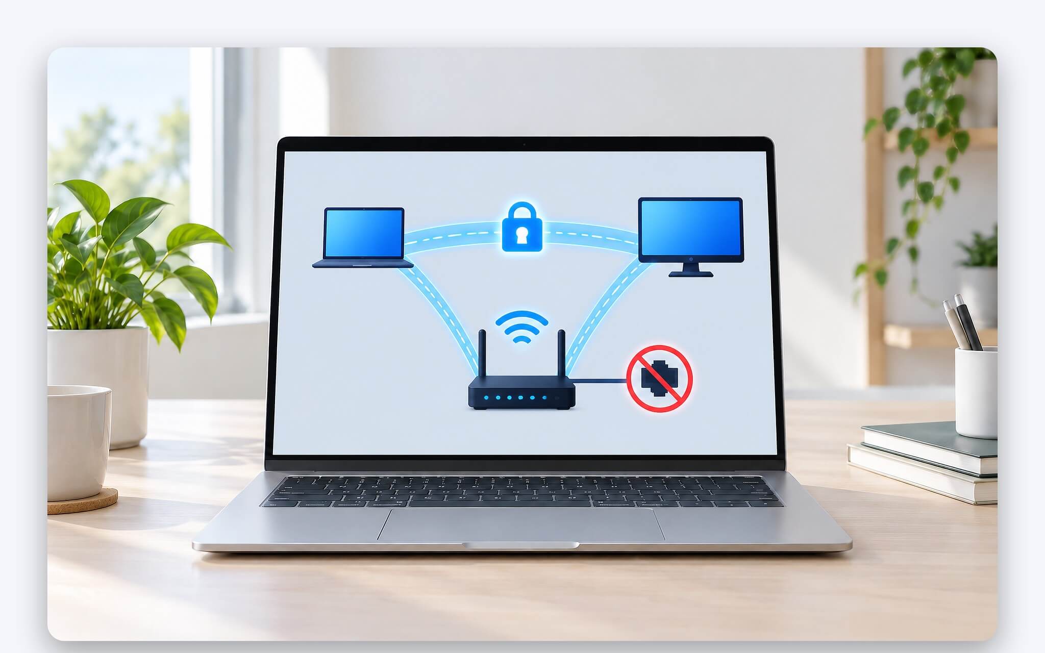 Router đóng mọi cổng vào trong khi hai laptop vẫn kết nối qua NAT traversal
